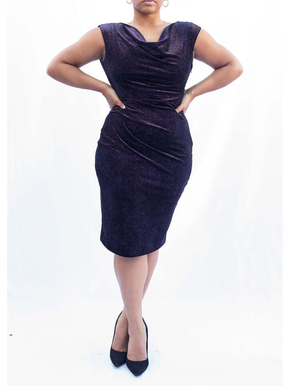 J.H. Evenings Cowl Neck Cocktail Dress